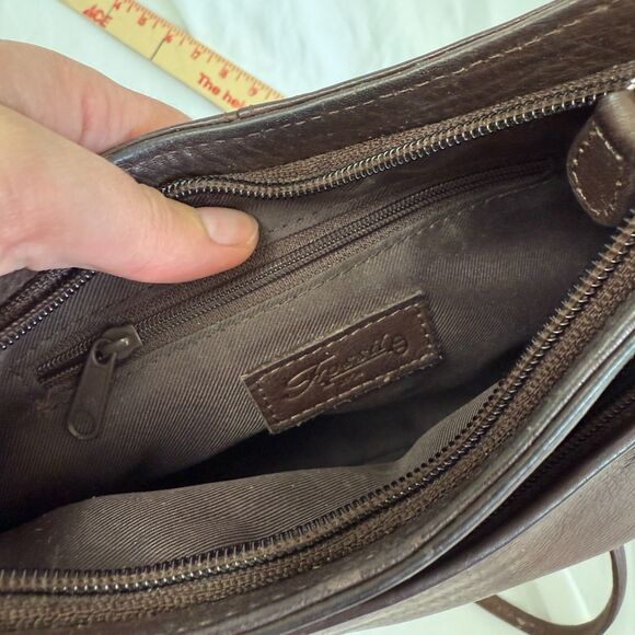 FOSSIL Vintage Baguette Purse Leather Brown Y2K Crossbody Bag Key Classic - Picture 14 of 14